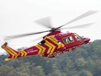 Motorcyclist airlifted to hospital following collision with car