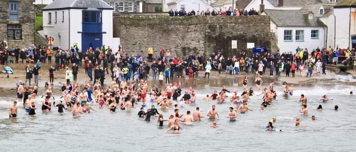 The New Year’s Day swim at Gorran Haven
