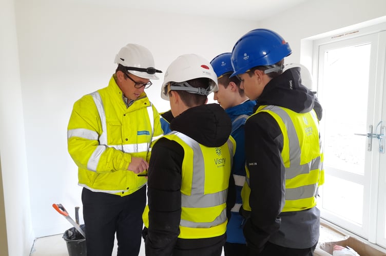Redruth School pupils getting shown around Gwel Basset

