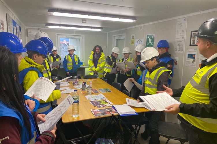 Redruth School pupils getting shown around Gwel Basset