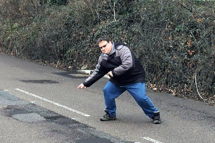 Cllr James Mustoe on the stretch of Porthpean Road