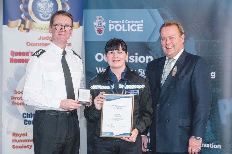 Alison Relf, from St Austell, was among PCSOs presented with a 20th anniversary certificate