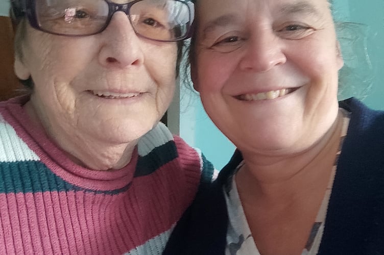 Gill Peters and Shereen Allen. See SWNS story SWLNsnake. A gran who found an albino snake in her garden told her family - who thought it must be a twig due to her bad eyesight. Gran-of-11 Gill Peters, 79, was in her garden in Truro, Cornwall, when she found the white reptile. She threw it into the grass and called daughter Shereen Allen, 51 on January 6. Mum-of-five Shereen hurried round with her adult son, joking that it 'must be a twig' because of Gill's eyesight.But she was stunned to find the snake curled up in the grass.