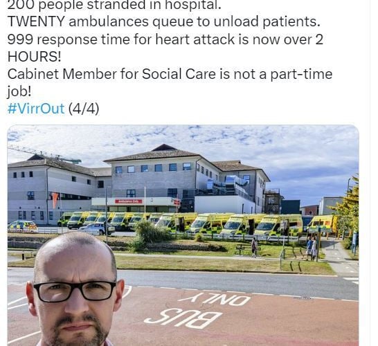 One of the tweets Colin Martin sent criticising Cabinet member Andy Virr. Cllr Martin has failed to apologise despite having a complaint against him upheld 