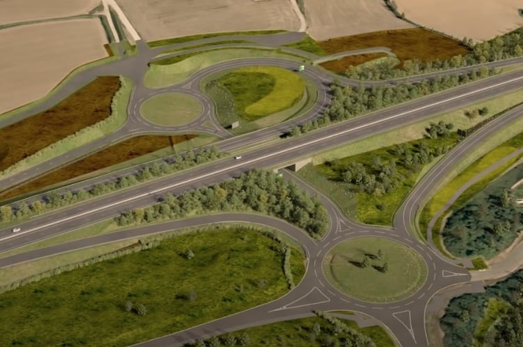 A visualisation of how the dual-level grade-separated junction at Carland Cross will look in the future