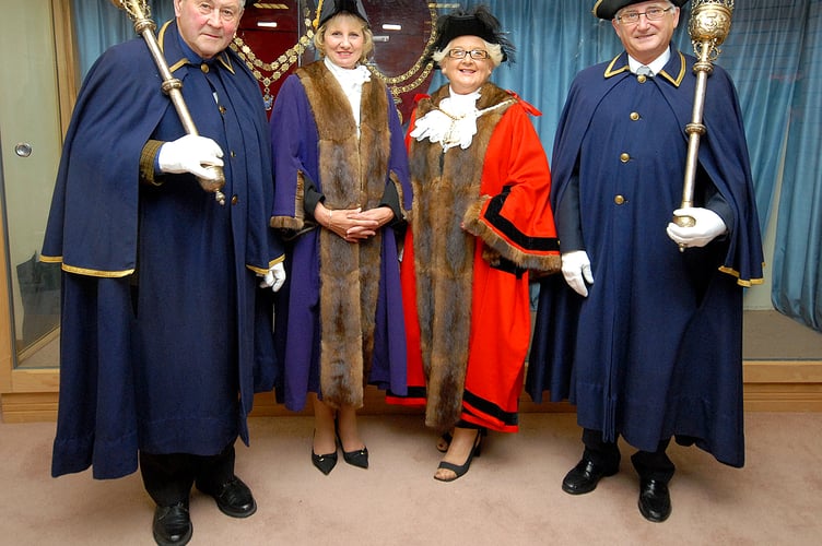 St Austell Mayor Pat Harvey and deputy Jackie Bell with their helpers, May 2007