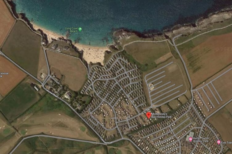 Aerial view of Mother Ivey\'s Bay Holiday Park which has applied for planning permission for 51 holiday lodges 