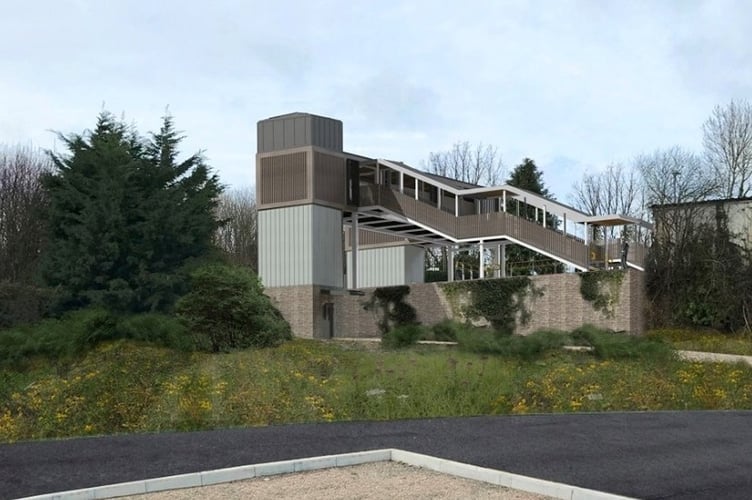 A visualisation of the new footbridge and lifts at St Erth station