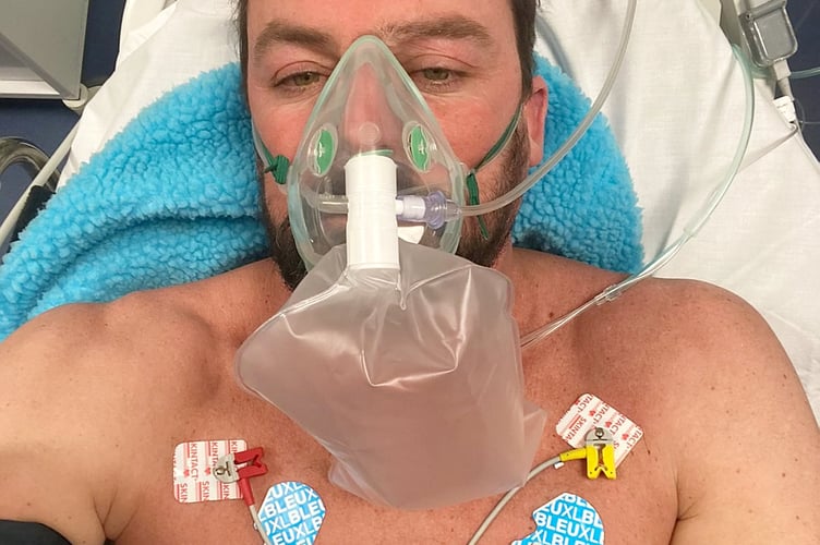 A fundraiser has been set up to help a surfing legend who was left with a broken leg after being 'attacked' by a SEAL. See SWNS story SWLNseal. Nathan Phillips, 42, felt his own foot hit the back of his leg when his leg was snapped clean in two while surfing in Porthleven, Cornwall, on Friday (3/3). The local surfing legend and self-employed builder says that he was being harassed by a seal while paddling out into the waves - which was pulling his board's leash. The 'epic' waves then crashed down on him, sending his board flying into his leg - breaking the bone clean in two. After being rescued by a friend and paddling half a mile back to land to be treated by medics, the 6ft 2in surfer was then also unable to fit inside a smaller than usual replacement Cornwall Air Ambulance sent to pick him up. Nathan suffered an open fracture in the incident requiring a cocktail of antibiotics to treat after the wound was left in stinking water while waiting for an ambulance.