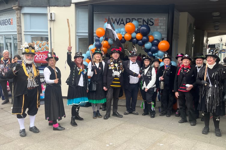 Pensans Morris dancers at the reopening of Warrens in Penzance's Wharfside Shopping Centre