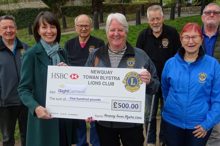 Newquay Towan Blystra Lions Club's donation to ISightCornwall 