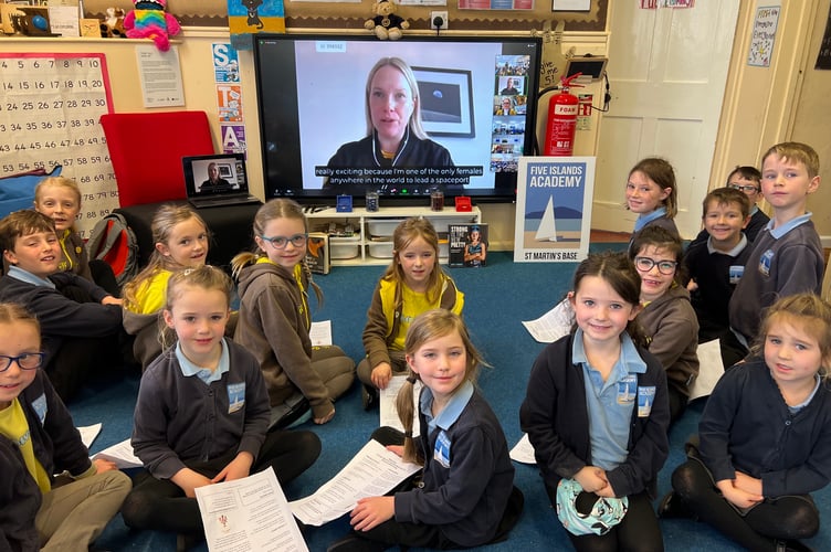 Five Islands Academy watching Melissa Quinn on Chorister Mega Zoom Assembly 