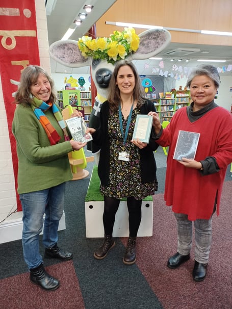 Amanda Harris from The Writers’ Block, Katy Teare and Maria Moreno-Felstead from Redruth Library and Information Service