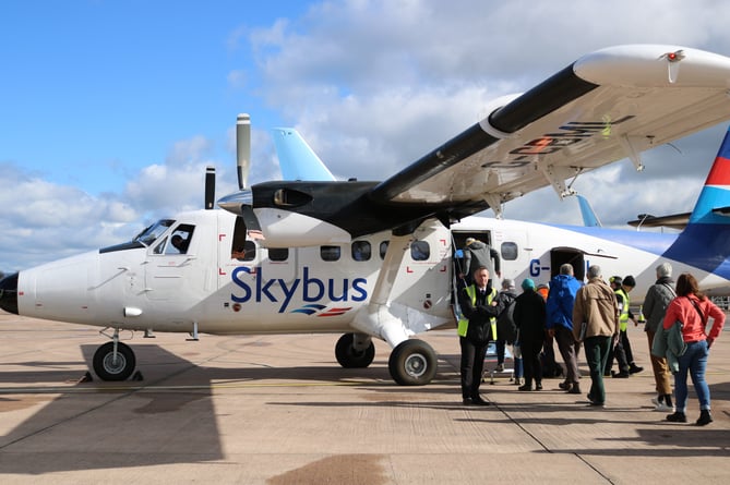 The first Skybus flight of 2023 leaving Exeter Airport