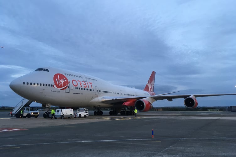 Virgin Orbit's Cosmic Girl arrived at Spaceport Cornwall ahead of its first launch 