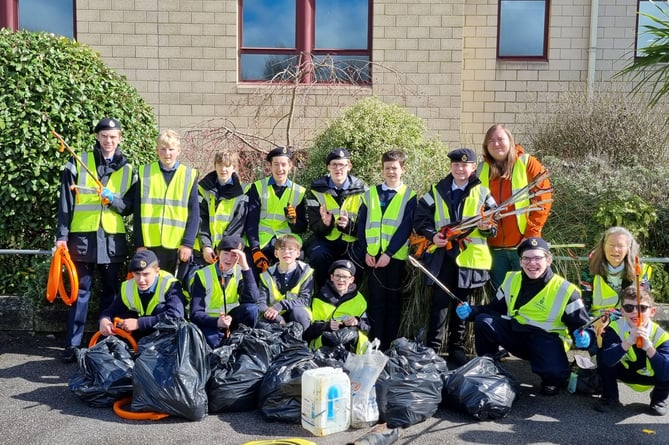 Seacadets following their litter pick