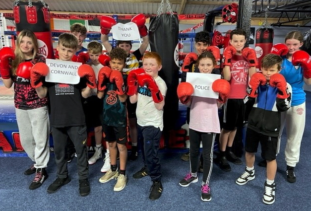 St Piran’s Amateur Boxing Club thank Devon & Cornwall Police for their donation after successes