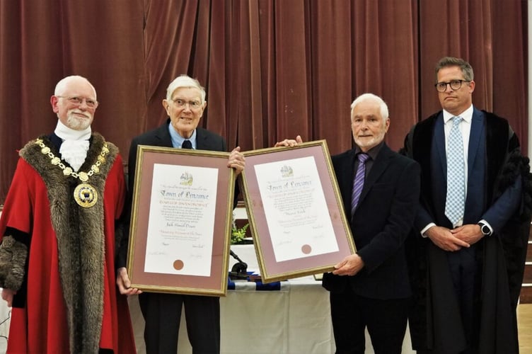 Jack Dixon and Mario Fonk were made Honorary Freeman of Penzance for years of service to the town and community