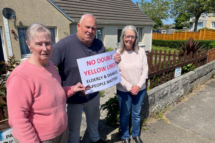 Worried residents of sheltered housing on Cranberry Road, Iris Collier, David Ridgment and Audrey Colwill, whose properties would be the worst affected.