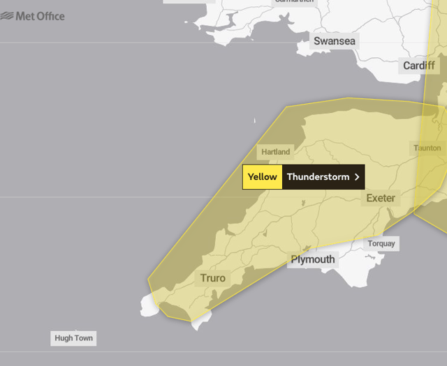 Met Office issue yellow weather warning for thunderstorms and flooding