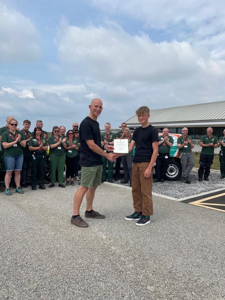 The Royal Humane Society Award is presented to Mike