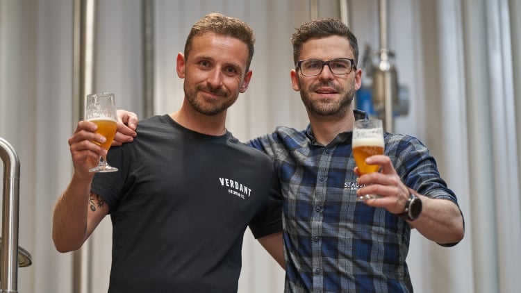 Verdant brew manager Sam Taylor and St Austell’s small-batch brewery manager Lee Walker