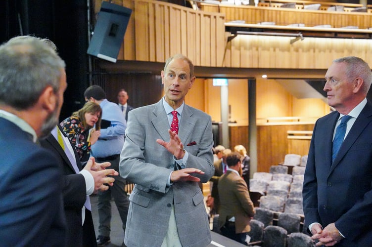 HALL FOR CORNWALL, TRURO, ENGLAND - September 15th 2023 :  Visit to the HFC by Prince Edward, Duke of Edinburgh and Patron to Hall for Cornwall. Photographed by HFC photographer in residence Hugh Hastings.