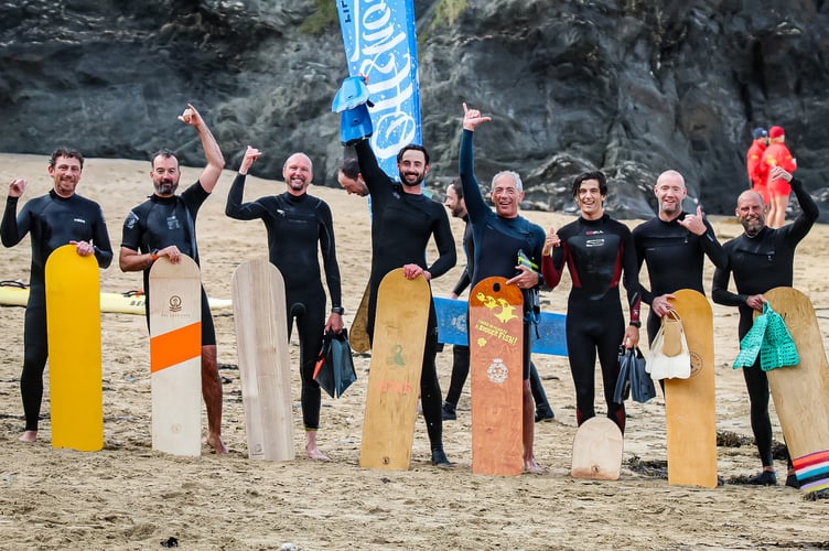 Some of the competitors taking part in the surf competition at Great Western Beach to celebrate the 60th anniversary of the sport there