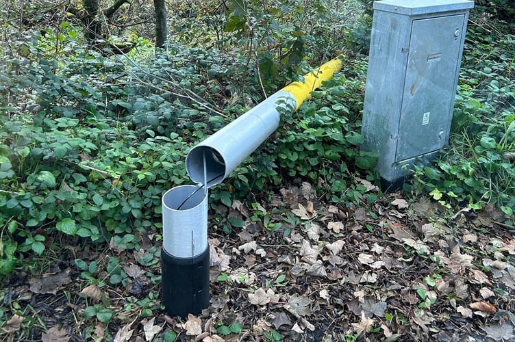 The felled speed camera at Perranarworthal