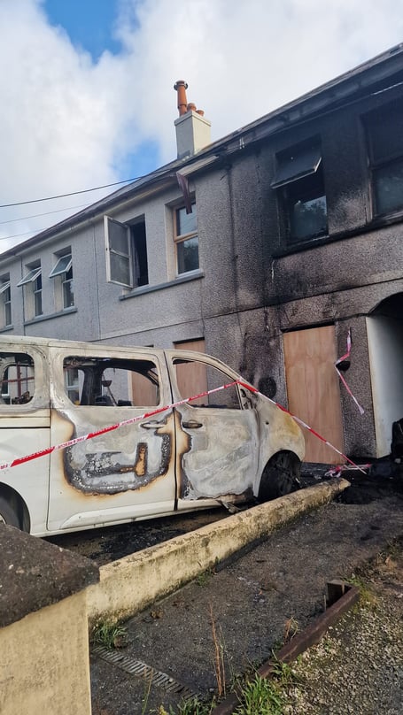 The house in Ruddlemoor, and the electric van that sparked the blaze