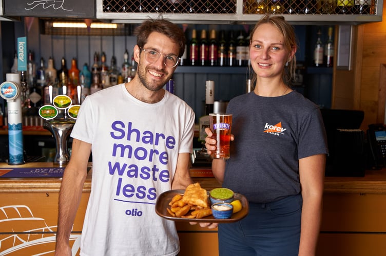 Olio’s Andres Figar and St Austell Brewery’s Elle Sambrook launching the new partnership