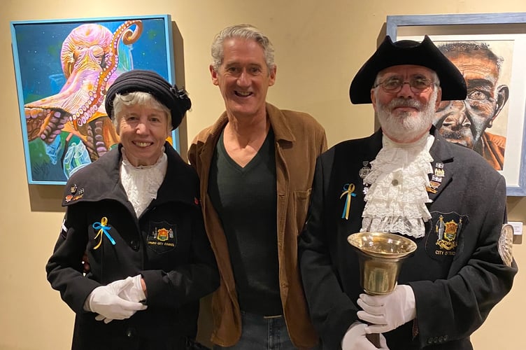 Mike Young at the opening of the cathedral exhibition