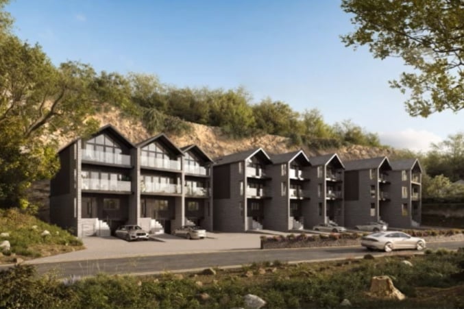 An artist's impression of the three-storey townhouses, dubbed "beach huts on stilts"