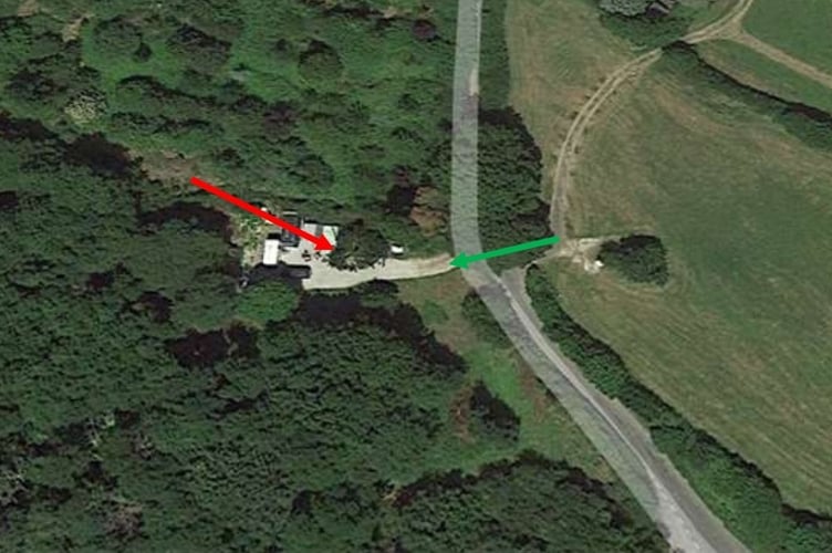 Site of prospective gypsy pitch near St Blazey, as seen from above