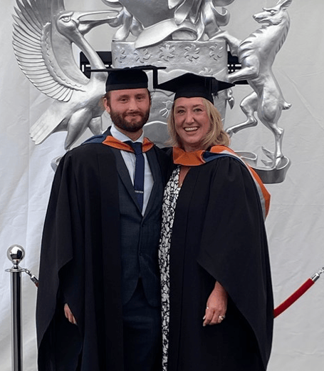 Zac and Andrea Trewhela at their graduation 