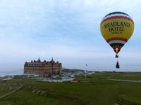 A hotel's Christmas tree arrived in style - onboard a hot air balloon