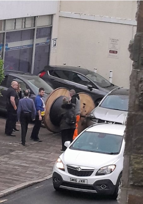 The scene in Bodmin after the reel escaped from the trailer