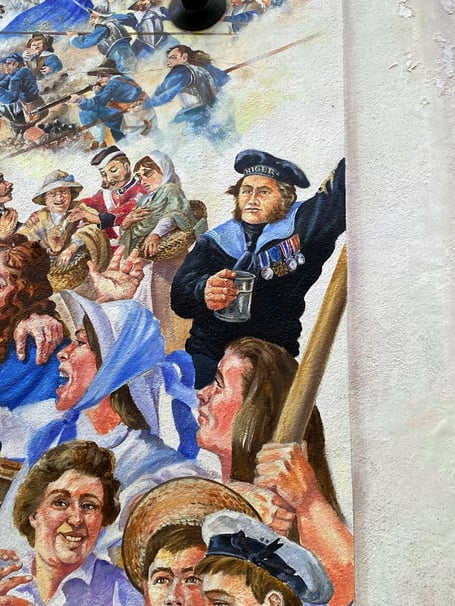 William Odgers VC is painted into the mural which can be seen on the side of the Union Inn