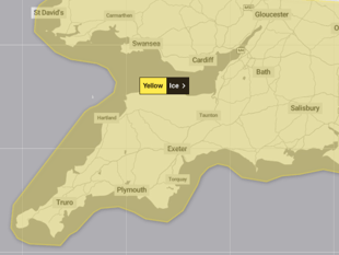 Yellow warning for ice issued across Devon and Cornwall