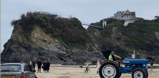 First car of the year trapped at Towan Beach