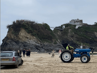 First car of the year trapped at Towan Beach