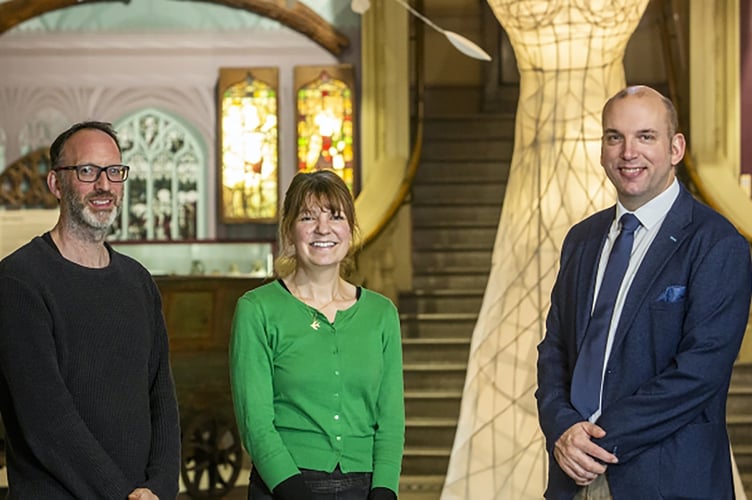 Royal Cornwall Museum’s Jonathan Morton and Bryony Robins with Cornwall Council’s Louis Gardner