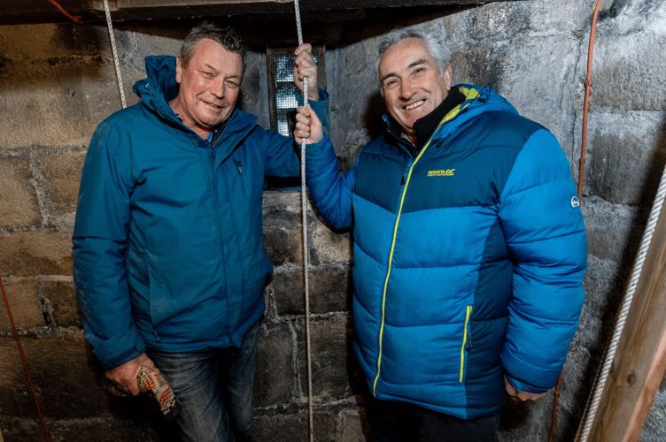 Chair of bellringers Steve Bradbury and churchwarden Jim Offord