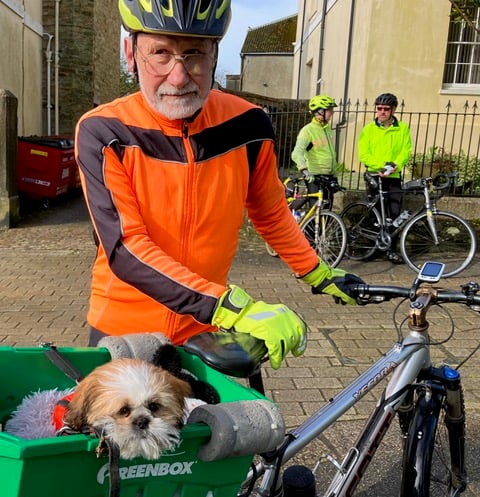 One biker and his puppy before they set off