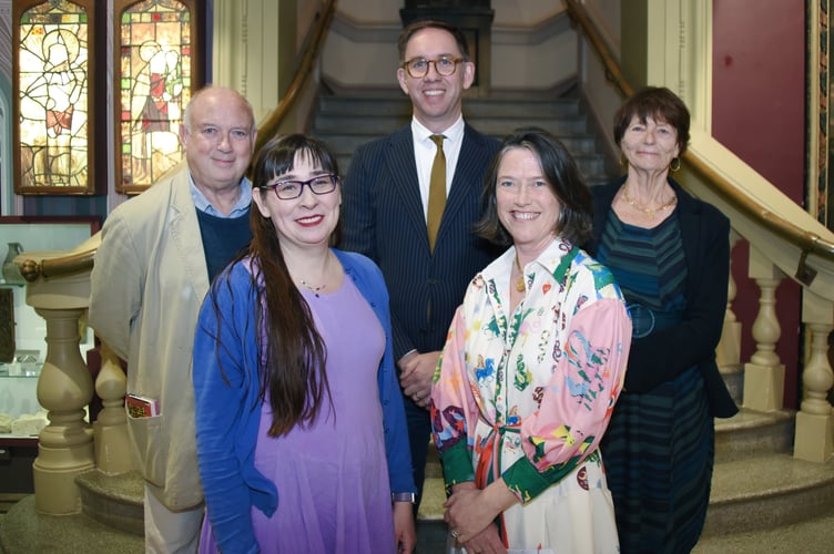 The judges of the Winston Graham prize for Historical Fiction: Louis de Bernieres, AK Blakemore, Colin Midson, Chalotte Hobson and Peggotty Graham