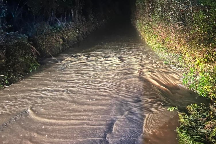 Flood water at Tregella Lane