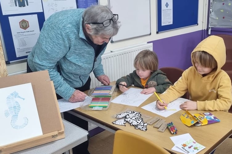Children worked on pictures featuring marine creatures at the open day.