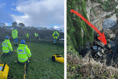 Crew rescue dog after it fell from cliff edge