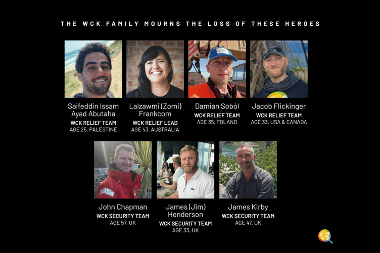 World Central Kitchen Gaza death announcment