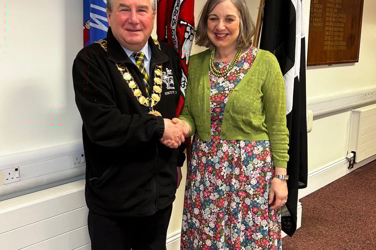 Mayor Stephen Barnes welcomes new Town Clerk Charlotte Caldwell to Redruth Town Council
